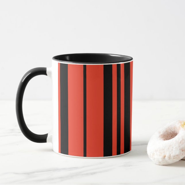 Orange Black Stripes  Mug (With Donut)
