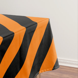 Orange Black Stripes Pattern Halloween Party Decor Tablecloth