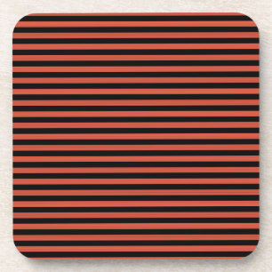 Orange Black Stripes Seamless Pattern Coaster