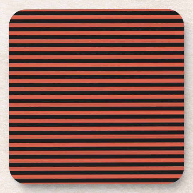 Orange Black Stripes Seamless Pattern Coaster (Front)