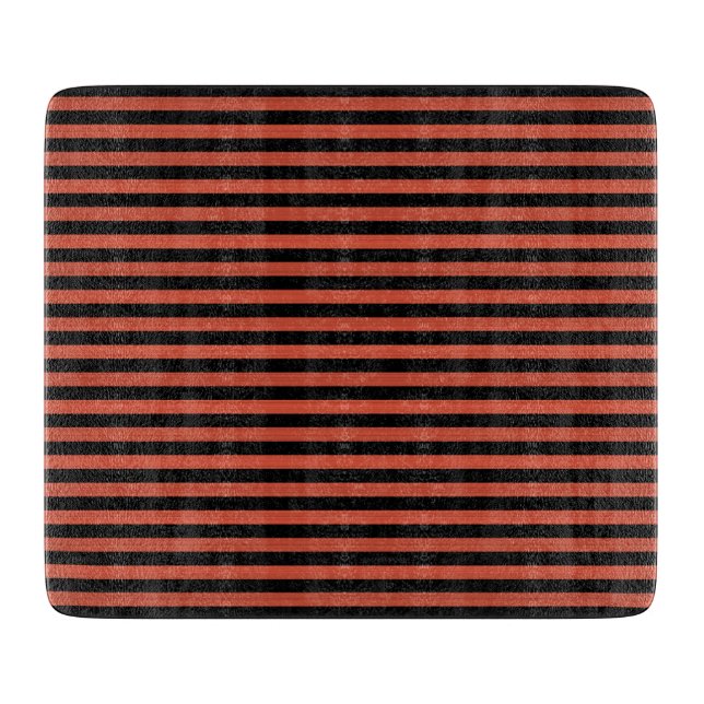 Orange Black Stripes Seamless Pattern Cutting Board (Front)