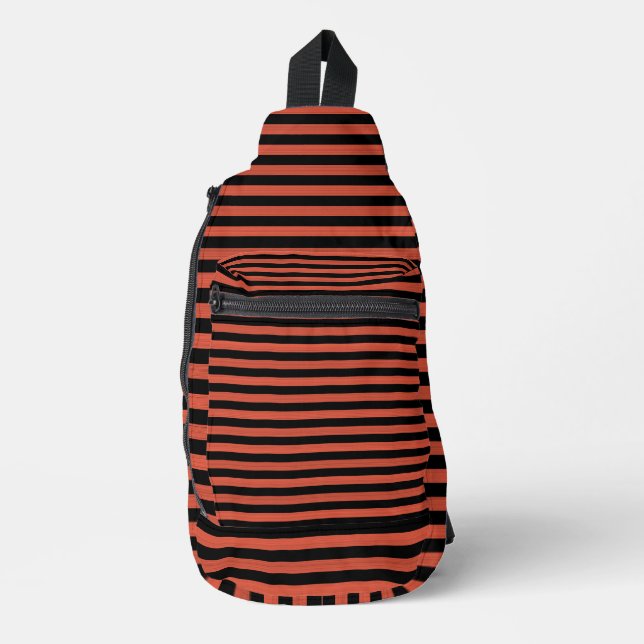Orange Black Stripes Seamless Pattern Sling Bag (Front)