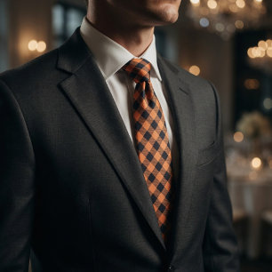 Orange Black Symmetrical Tie