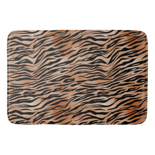 Orange Black Tiger Print Bath Mat