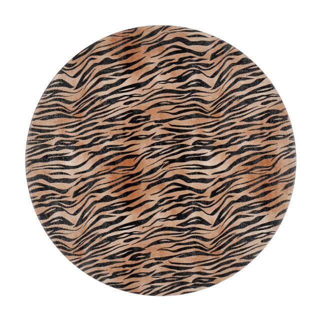 Orange Black Tiger Print Cutting Board (Front)
