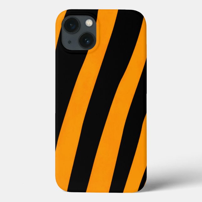Orange Black Tiger Skin inspired Stripes Pattern Case-Mate iPhone Case (Back)