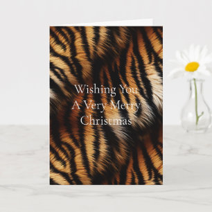 Orange Black Tiger Stripes Animal Christmas Card