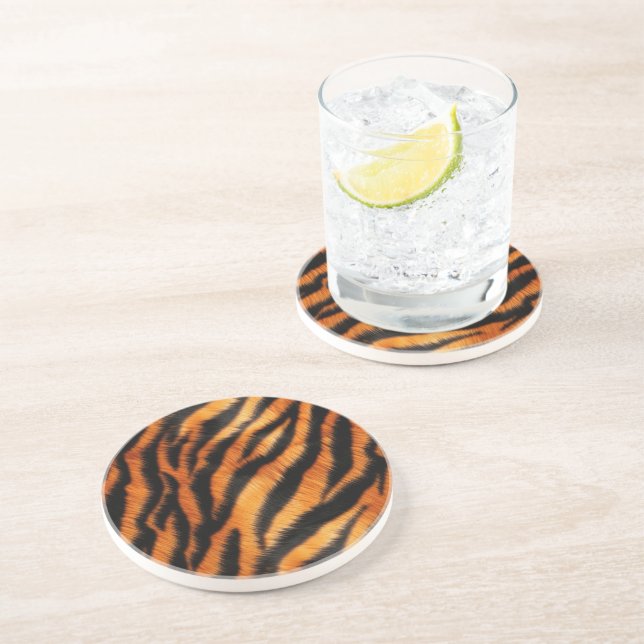 Orange Black Tiger Stripes Coaster (Side)