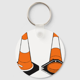 orange black  Traffic cones safety pylons Key Ring