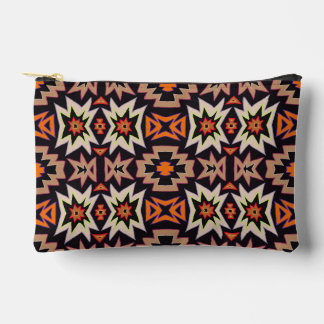 Orange Black Tribal SouthWestern Pattern Accessory Pouch