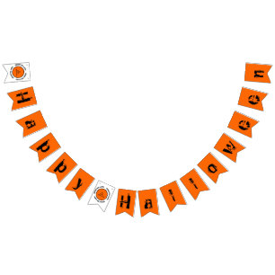 Orange Black Typography Scary Happy Halloween Bunting