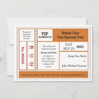 Orange Black Vintage Concert Ticket Invitation