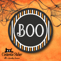 Orange & Black Vintage Stripe Boo