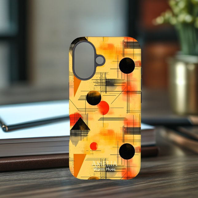 Orange & Black Warm Geometric Art Phone Case (Creator Uploaded)