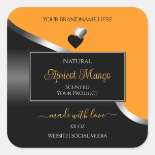 Orange Black Wavy Silver Cute Hearts Product Label