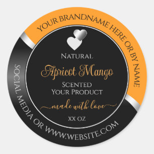 Orange Black Wavy Silver Cute Hearts Product Label