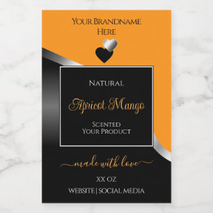 Orange Black Wavy Silver Cute Hearts Product Label