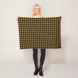 Orange Black Weave Pattern Fleece Blanket