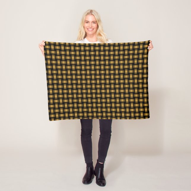 Orange Black Weave Pattern Fleece Blanket (In Situ)