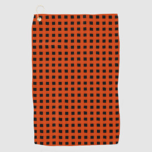 Orange Black Weave Pattern Golf Towel