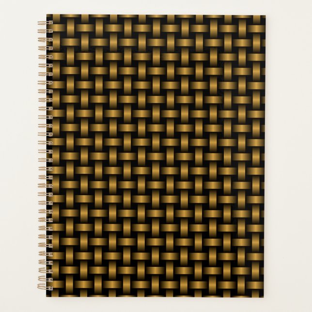 Orange Black Weave Pattern Planner (Front)