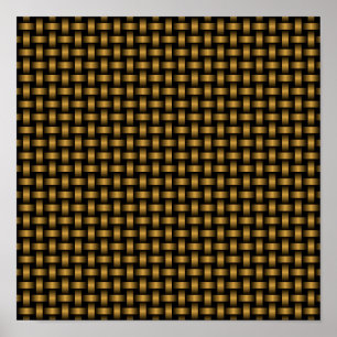 Orange Black Weave Pattern Poster