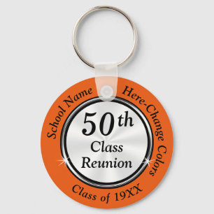Orange, Black, White 50th Class Reunion Favours Key Ring