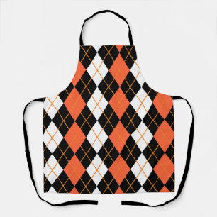 Orange Black White Argyle Diamond Design  Apron