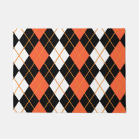 Orange Black White Argyle Diamond Design