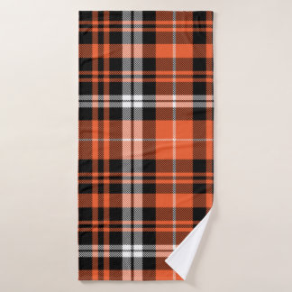 Orange Black White Buffalo Plaid Rustic Farmhouse Bath Towel