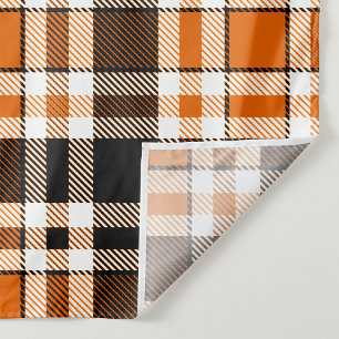Orange Black White Flannel Tartan Pattern Design Fabric