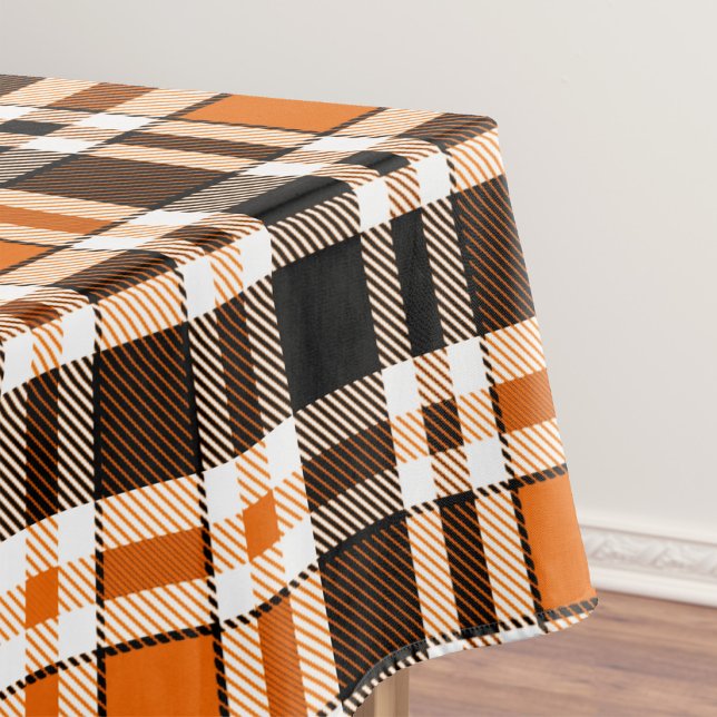 Orange Black White Flannel Tartan Pattern Design  Tablecloth (Creator Uploaded)