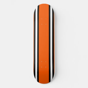 Orange Black & White Pinstripe Skateboard Deck