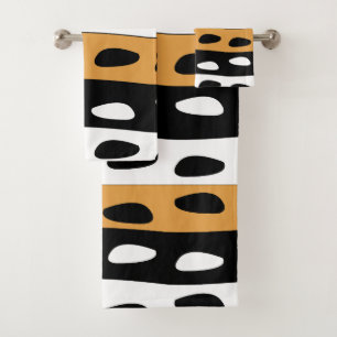 Orange Black White Stripes Bath Towel Set