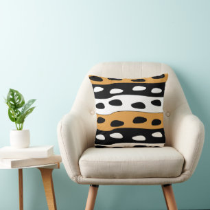 Orange Black White Stripes Cushion