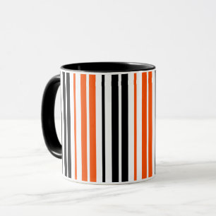 Orange Black White Stripes Pattern Design  Mug