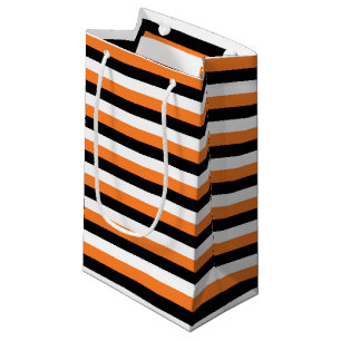 Orange, Black, White Stripes Small Gift Bag