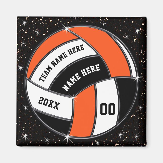 Orange, Black, White, Volleyball Goodies,  Magnet (Front)