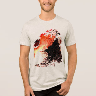 Orange Black Yellow Airbrush Paint Splashes Design Tri-Blend Shirt