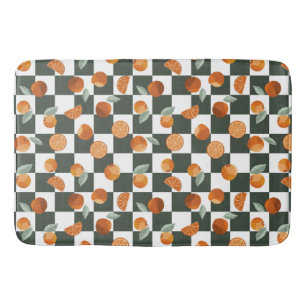Orange Bliss Dark Teal Checkers Bath Mat