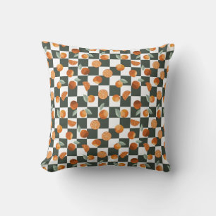 Orange Bliss Dark Teal Checkers Cushion