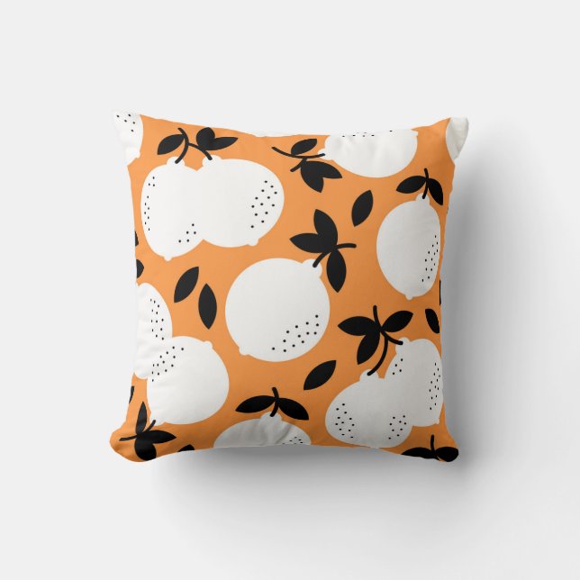 Orange Bliss: Exquisite Fruit Pattern Cushion (Front)