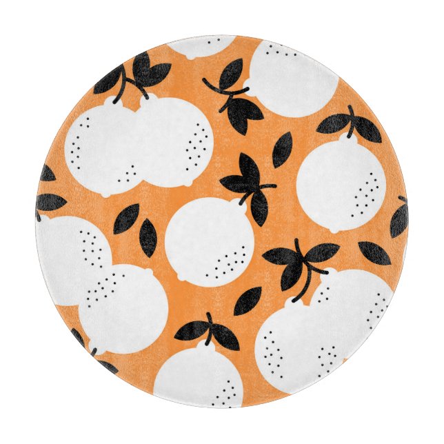 Orange Bliss: Exquisite Fruit Pattern Cutting Board (Front)