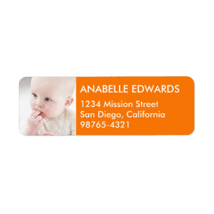 Orange block custom photo modern return address label