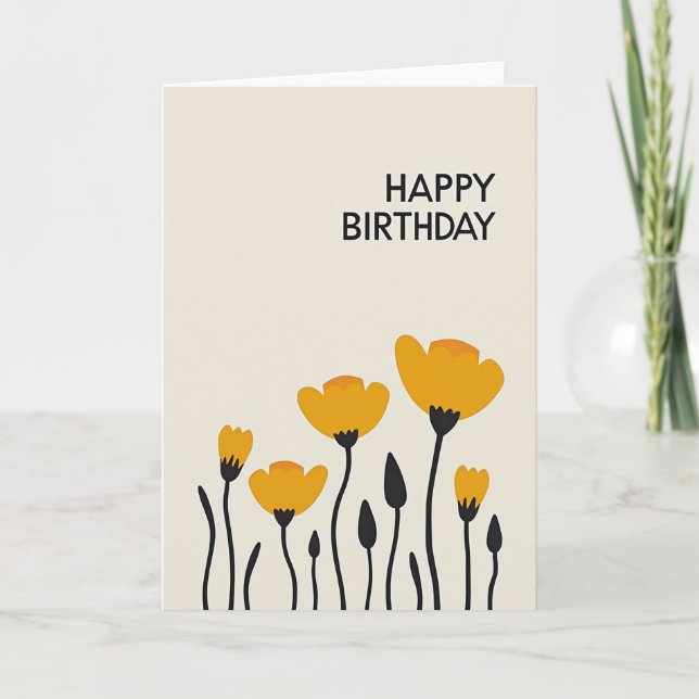 Orange Bloom Birthday Card (Front)
