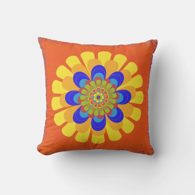 Orange Bloom Flower Cushion (Front)