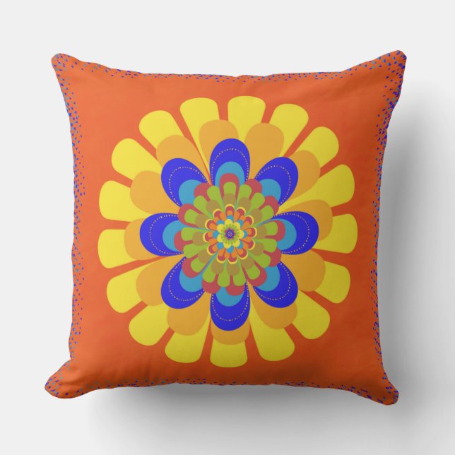 Orange Bloom Flower Cushion (Front)