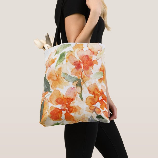 Orange Blossom All-Over-Print Shoulder Tote (Close Up)