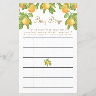 Orange Blossom Baby Shower Bingo Fun