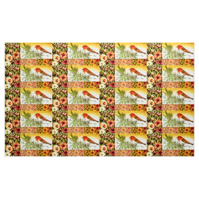 Orange Blossom Bird Fabric (Yard)